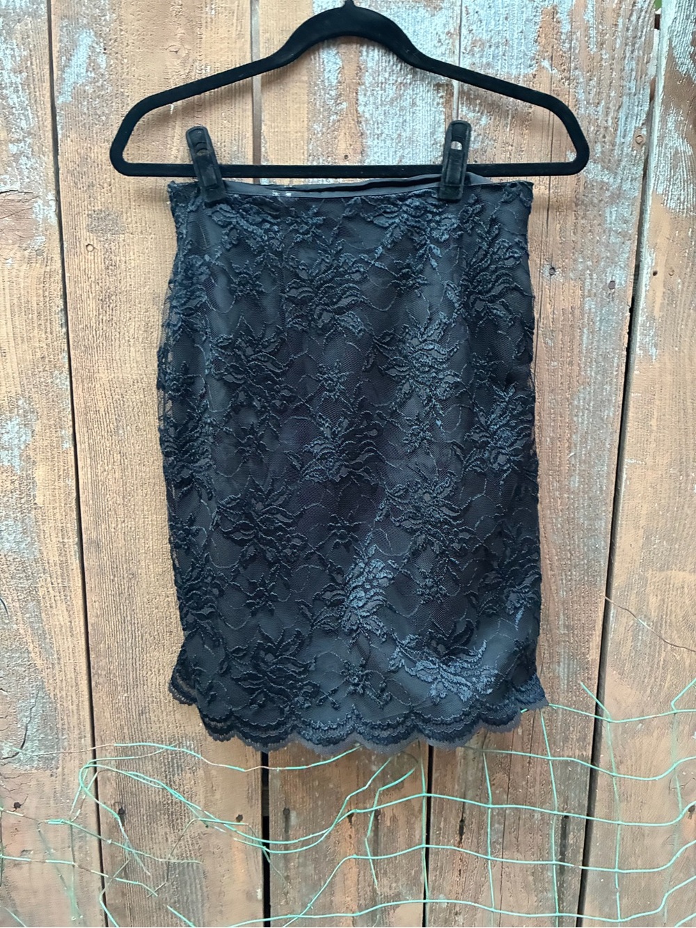 Black Lace Mini Skirt with Scalloped Hem